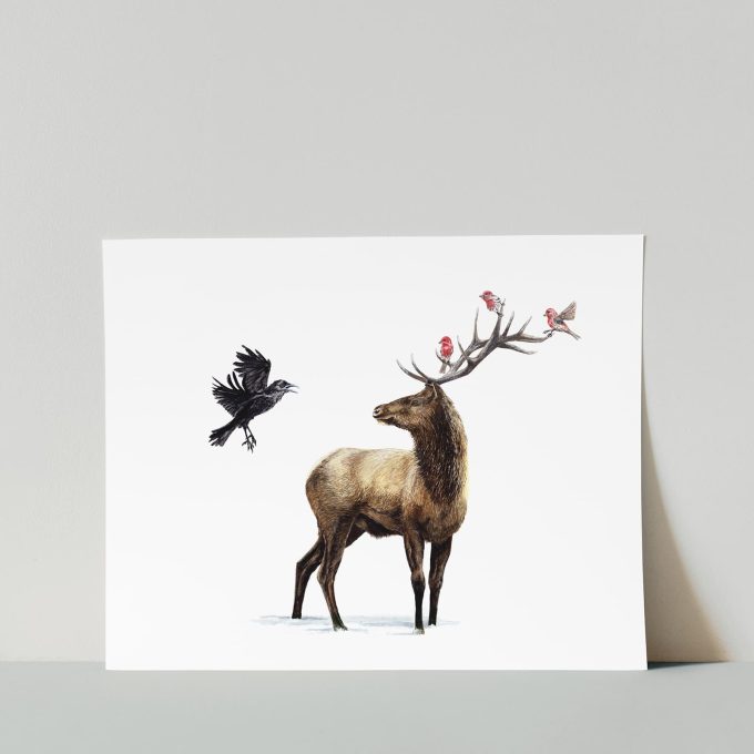 Elk & Raven Print