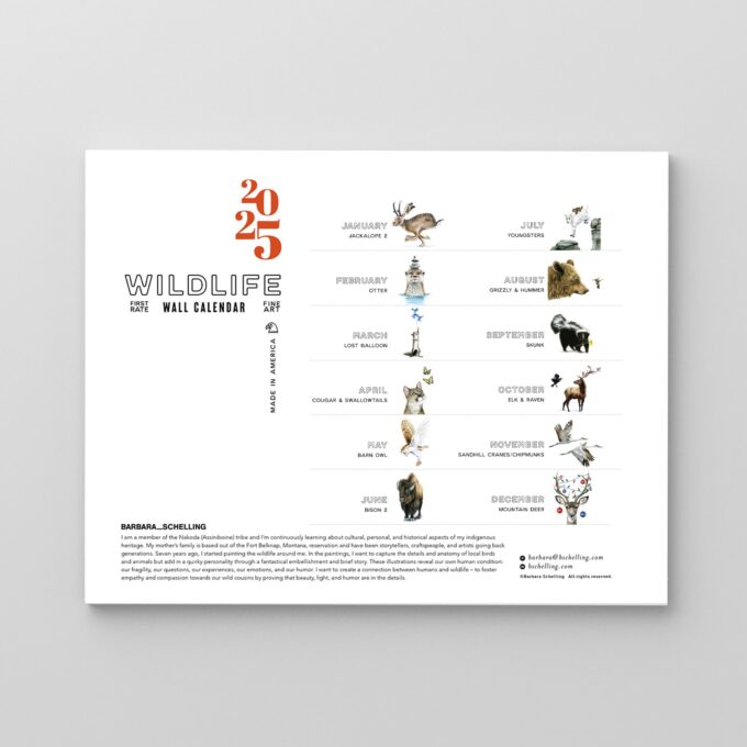 2025 Wildlife Calendar Back Cover