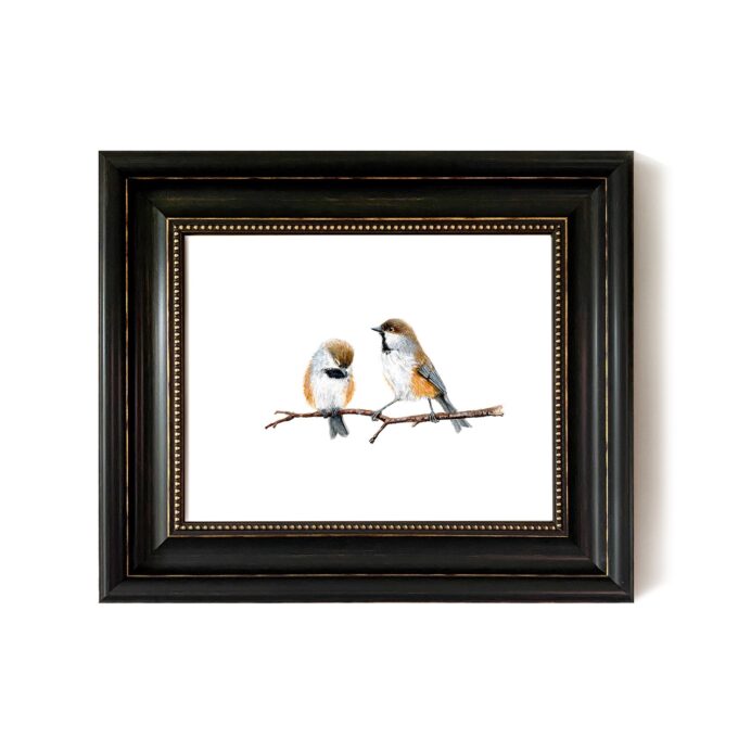 Boreal Chickadees Original Artwork Framed